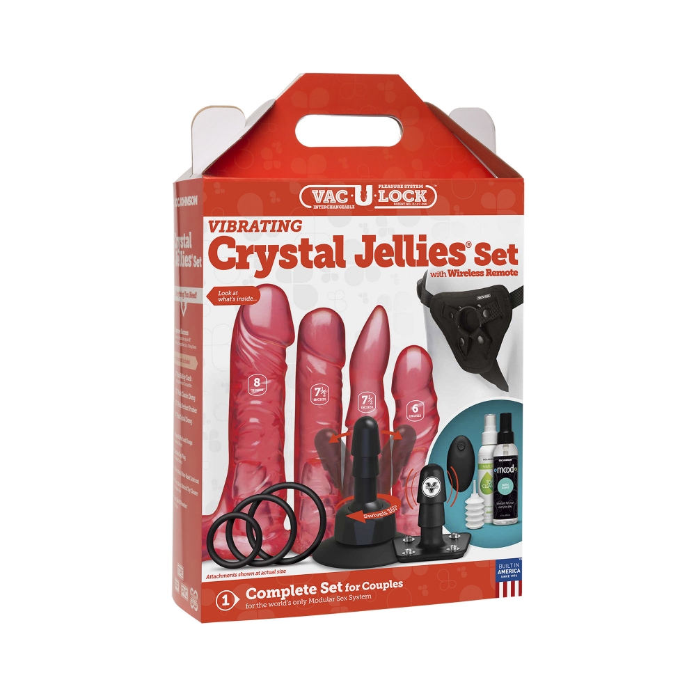 Coffret Gode Ceinture Vac-U-Lock Vibrant Crystal Jellies