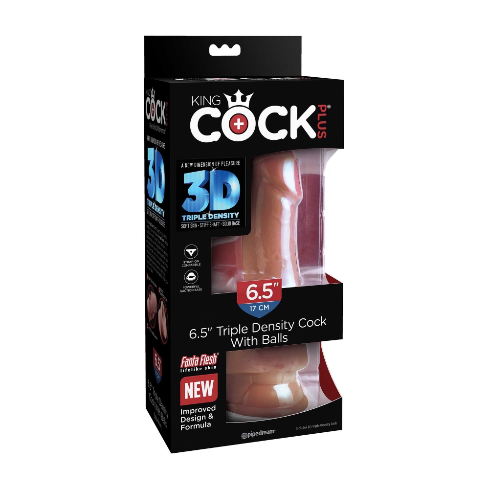 Gode avec Testicules 16,5 cm Triple Density King Cock Plus 3D