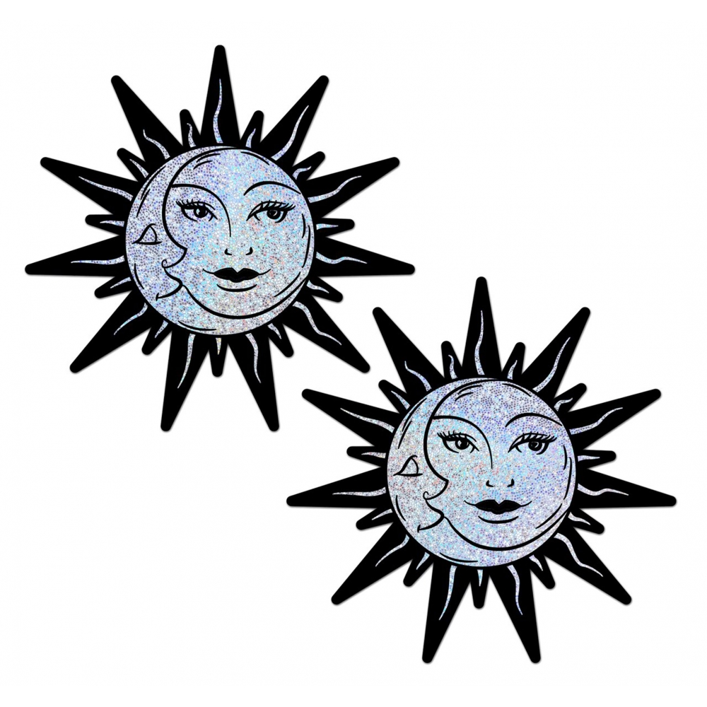 Caches-Tétons Soleil & Lune Argenté