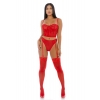 Ensemble 2 Pièces Sheer Intimacy Mesh Bustier Rouge