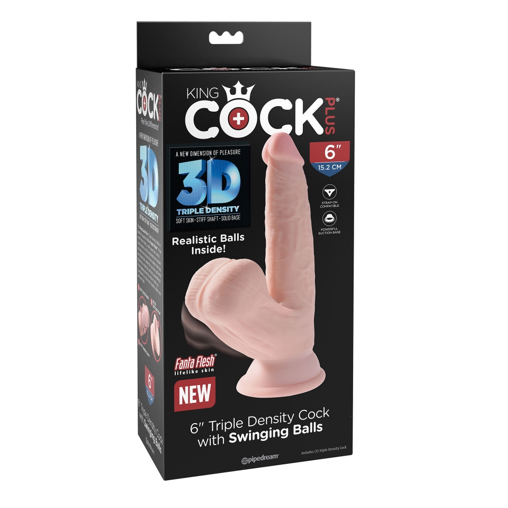 Gode avec Testicules 15,2 cm Triple Density King Cock Plus 3D
