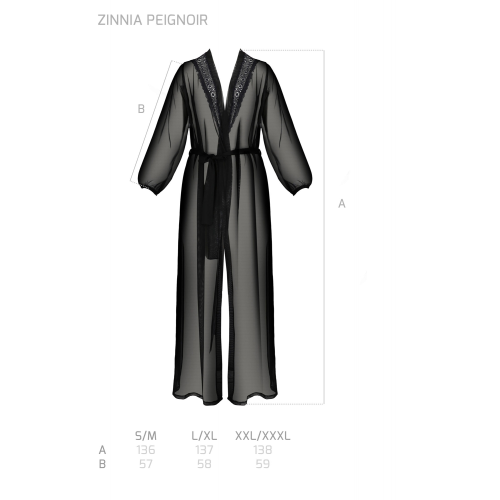 Déshabillé Long Zinnia Noir Eco Collection