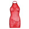 Robe Mini 86134 Résille & Strass Rouge