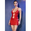 Robe ouvertures effet latex CR4616 rouge