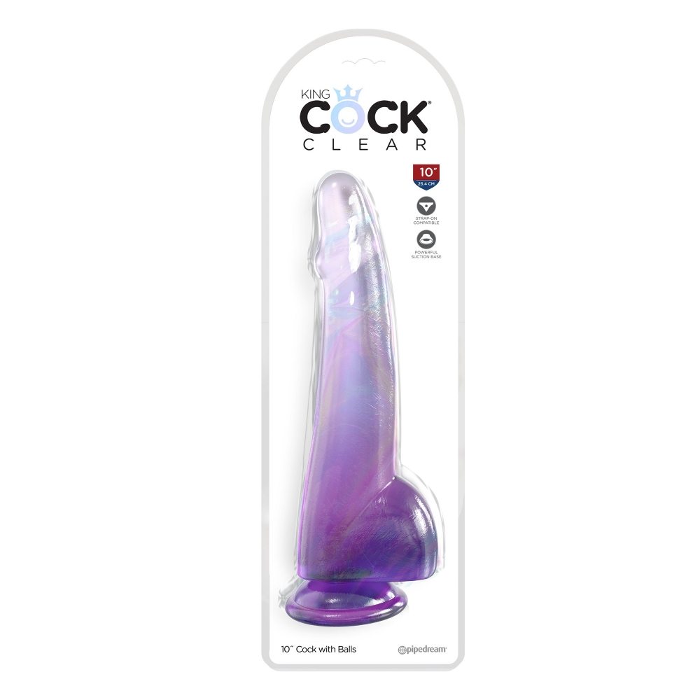 Gode XXL avec testicules 25,4 cm King Cock Clear