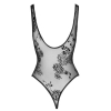Body string transparent motif floral noir
