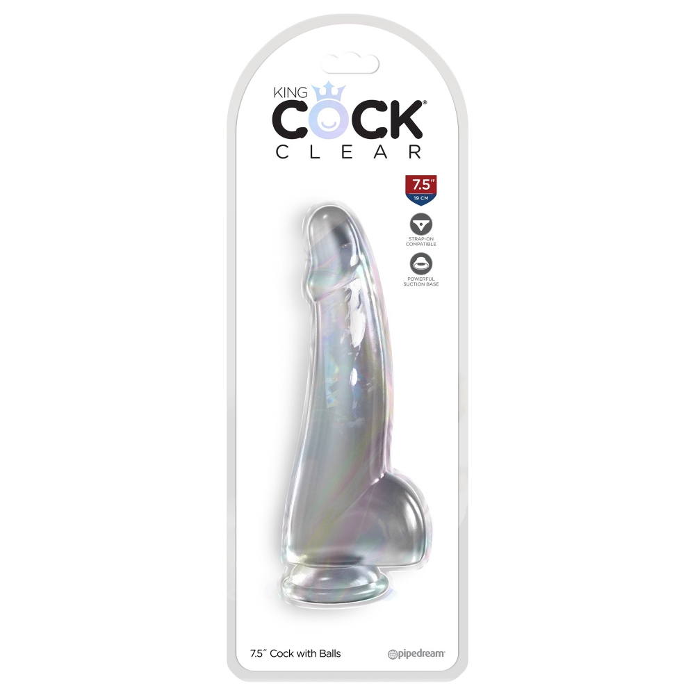 Gode avec testicules 19 cm King Cock Clear