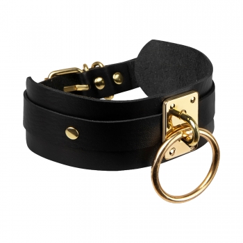 Collier BDSM O-Ring noir et or