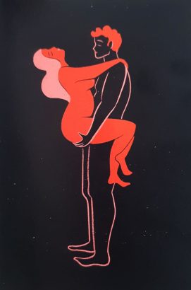 Image de la position du Kama Sutra "L'Homme Debout" pour faire l'amour sous la douche