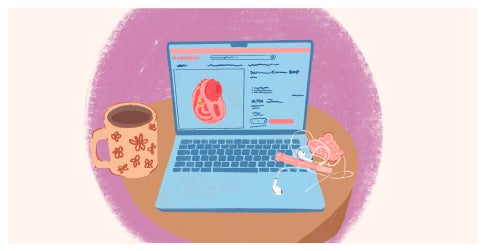 Illustration d&rsquo;un ordinateur avec un sextoy affich&eacute; &agrave; l&rsquo;&eacute;cran symbolisant la d&eacute;couverte et le choix d&rsquo;un premier sextoy