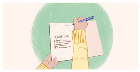 Illustration d&rsquo;une main &eacute;crivant une checklist pour comparer et choisir un sextoy adapt&eacute; &agrave; ses envies