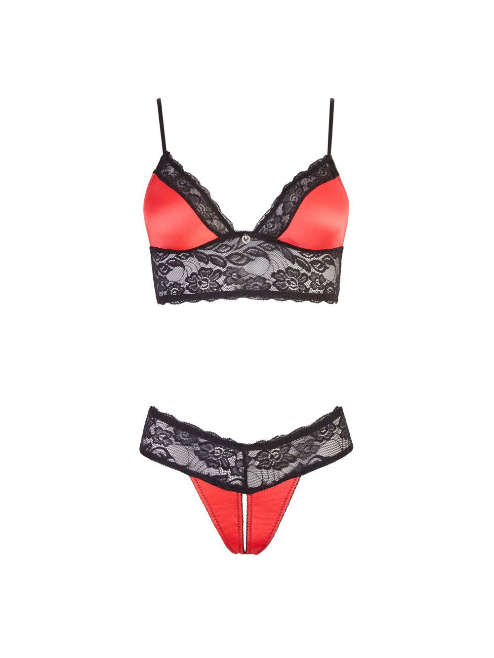 Ensemble Satin & Dentelle 2 Pièces Ouvert main product photo
