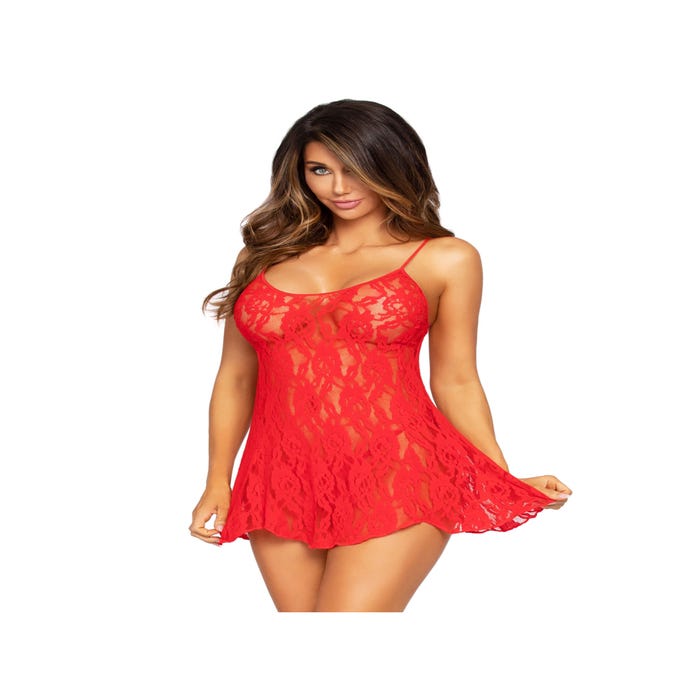 Nuisette 8717 Dentelle Roses Rouge