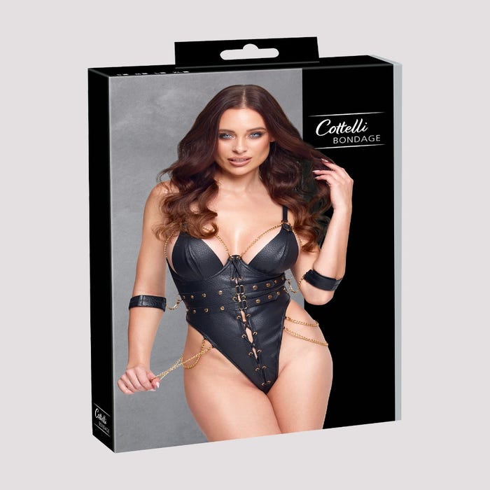 Body ouvert similicuir Bondage