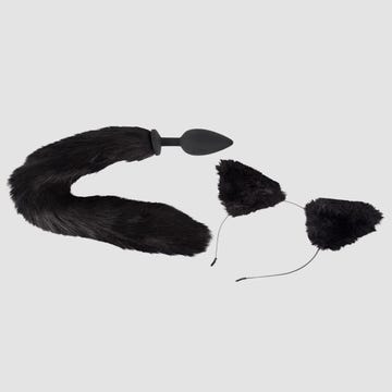 Kit Plug Anal Queue Féline Noire & Serre Tête Chat