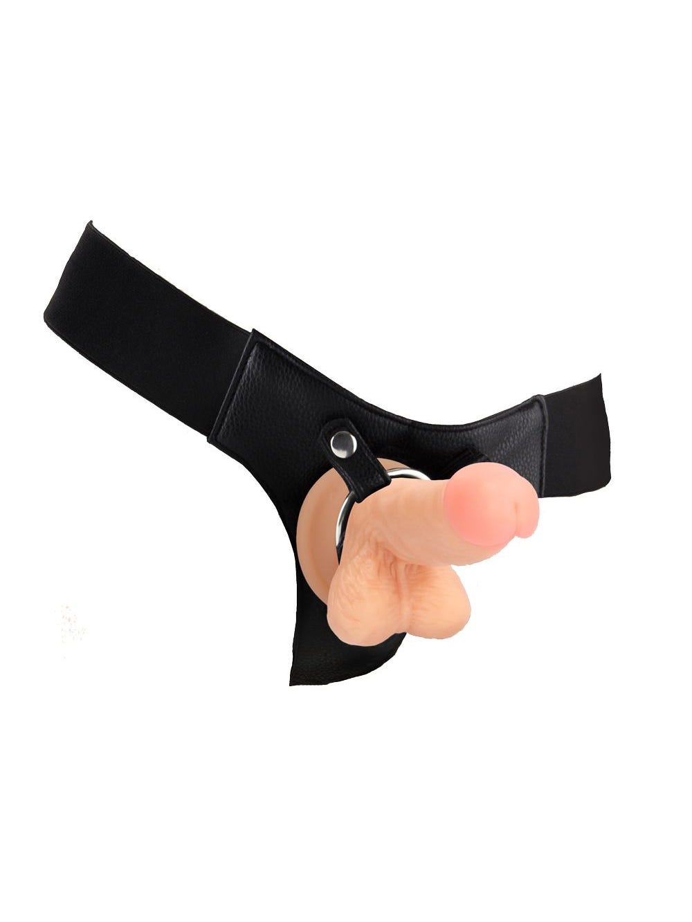 Gode Ceinture Réaliste Cuir Strap-On Beige 15 cm main product photo