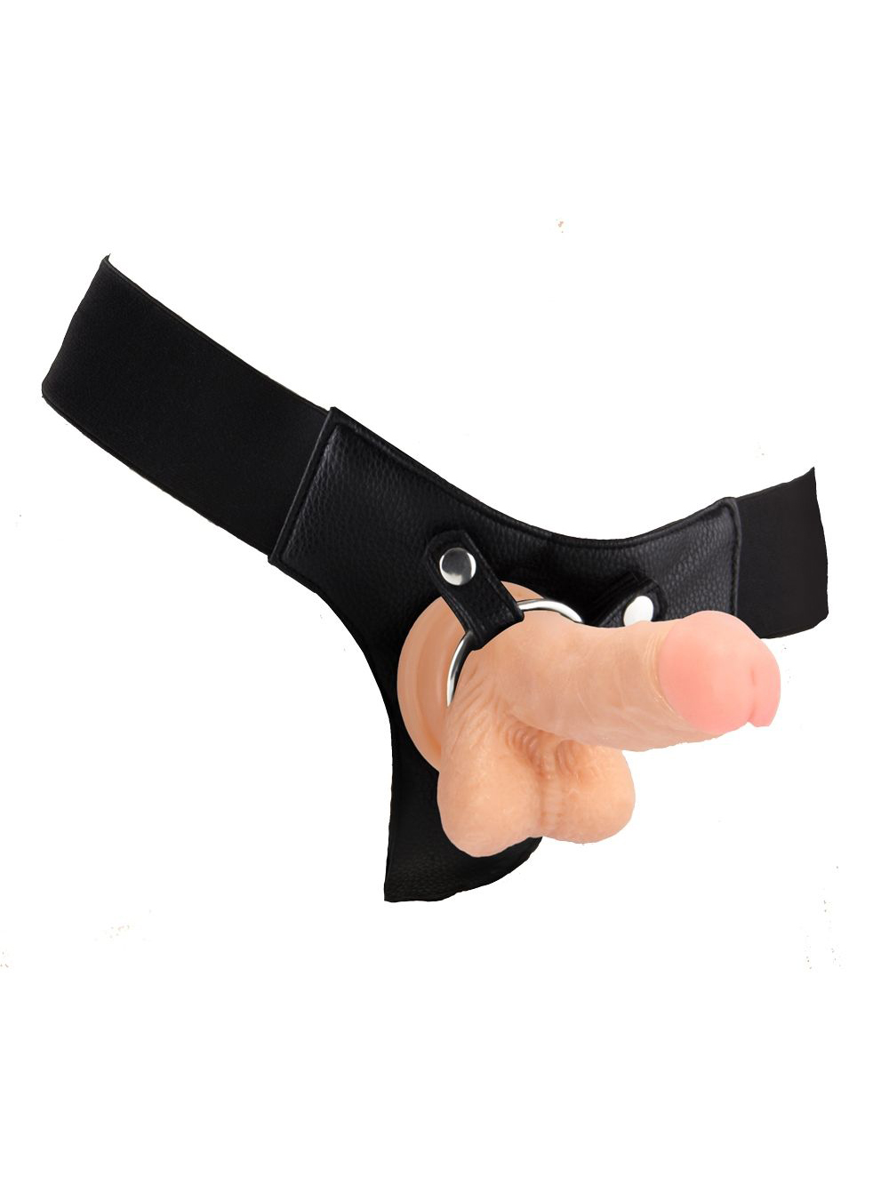 Gode Ceinture Réaliste Cuir Strap-On Beige 18 cm