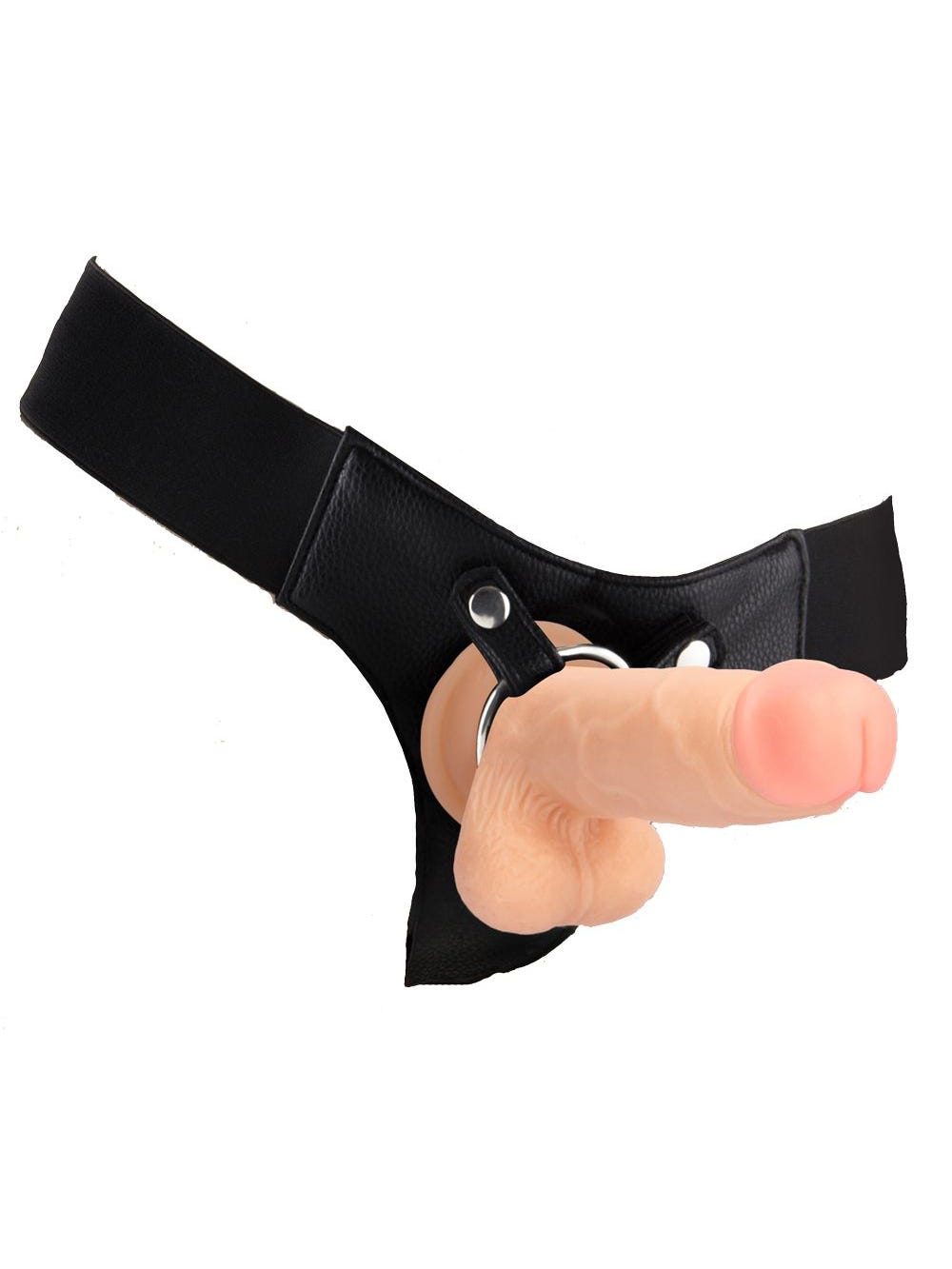 Gode Ceinture Réaliste Cuir Strap-On Beige 20 cm main product photo