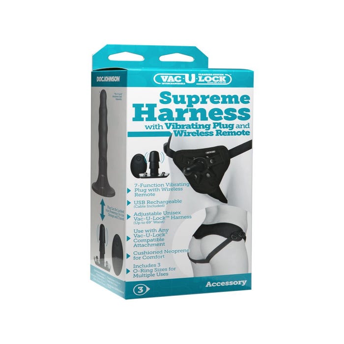 Kit Harnais Supreme Harness & Plug Vac-U-Lock Vibrant Télécommandé