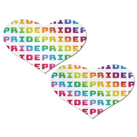 Caches-Tétons Love Coeur Blanc Rainbow Pride