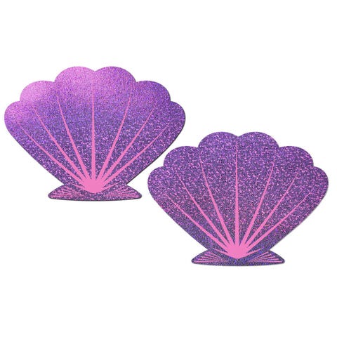 Caches-Seins Glitter Coquillage Lilas et Rose