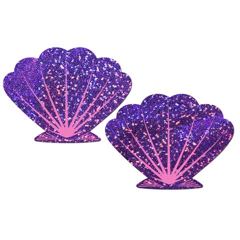 Caches-Seins Glitter Coquillage Violet et Rose