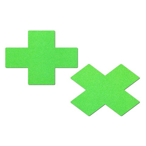 Caches-Seins Croix Vert Fluo
