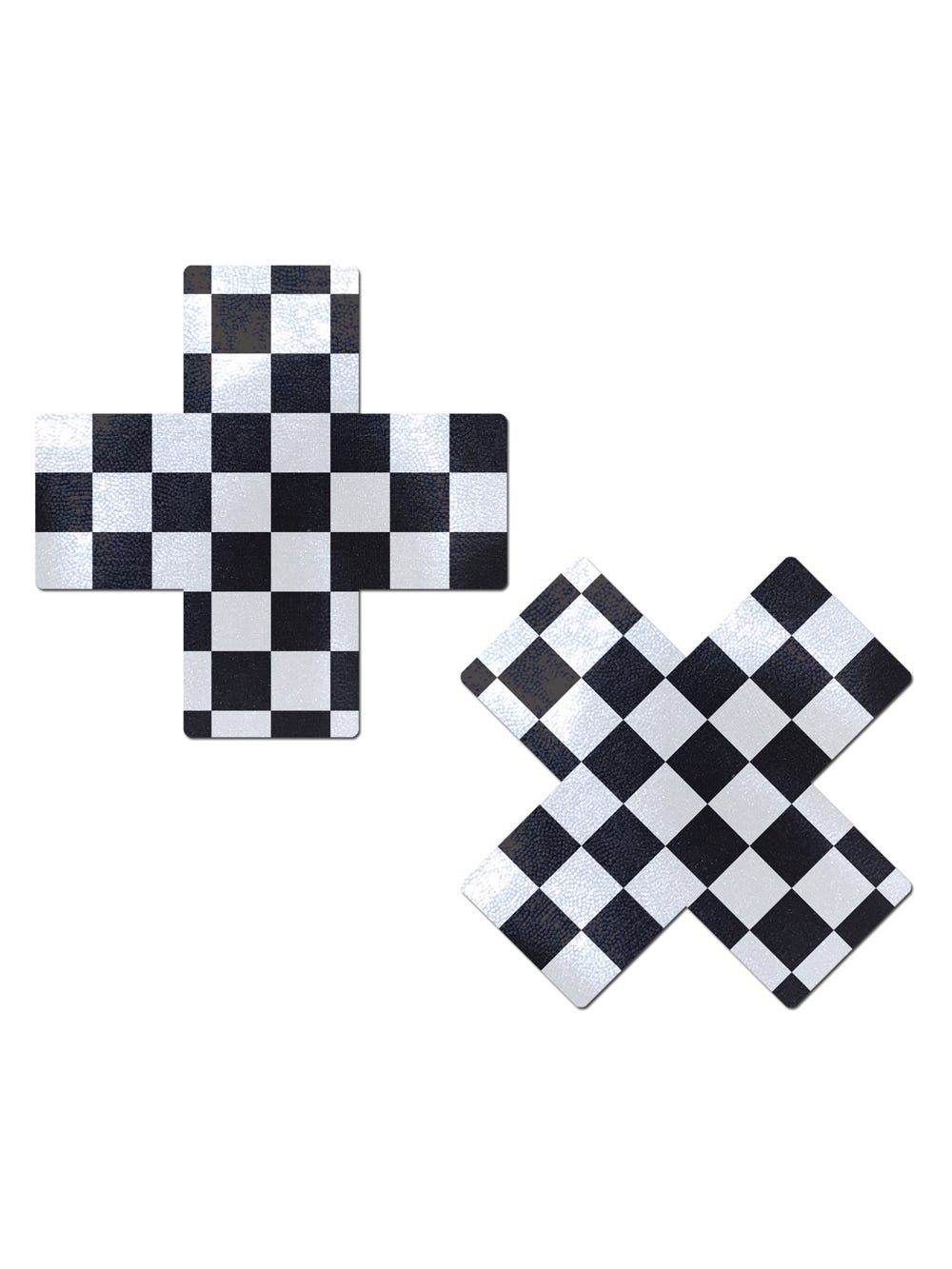 Caches-Tétons Croix Damier Noir & Blanc main product photo