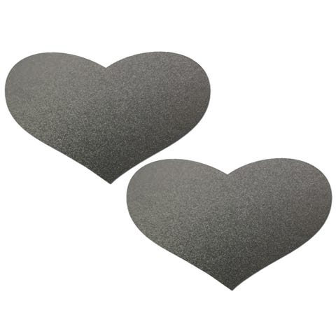 Caches-Seins Réfléchissant Cœur Gris Métallisé