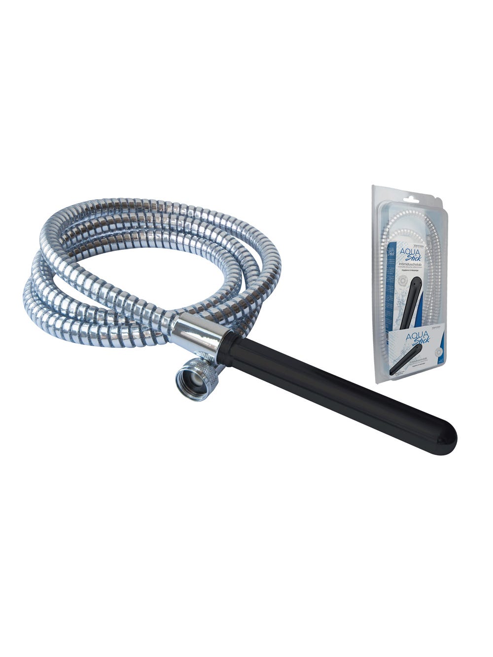Flexible de Douche Anal AQUAstick Noir Anodisé main product photo