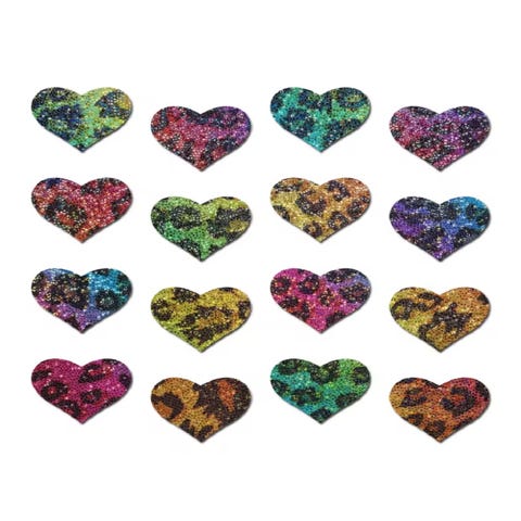 Autocollants Body Minis Coeur Léopard Arc-en-Ciel
