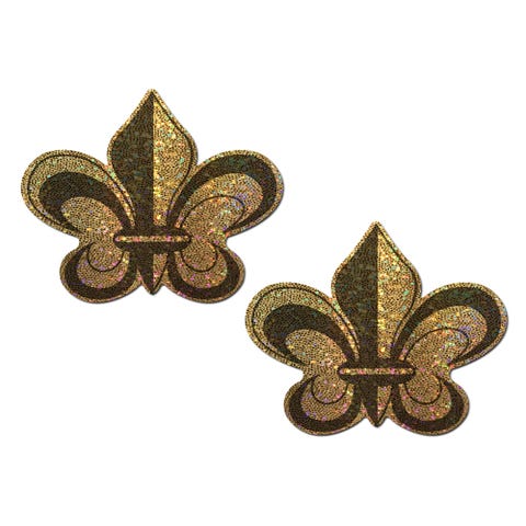 Caches-Seins Glitter Fleur de Lys Dorée