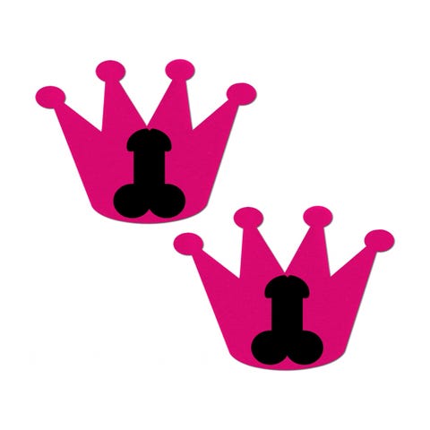 Caches-Seins Couronne Rose avec Pénis Noir