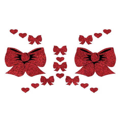 Kit Body Art Glitter Noeud et Coeur Rouges