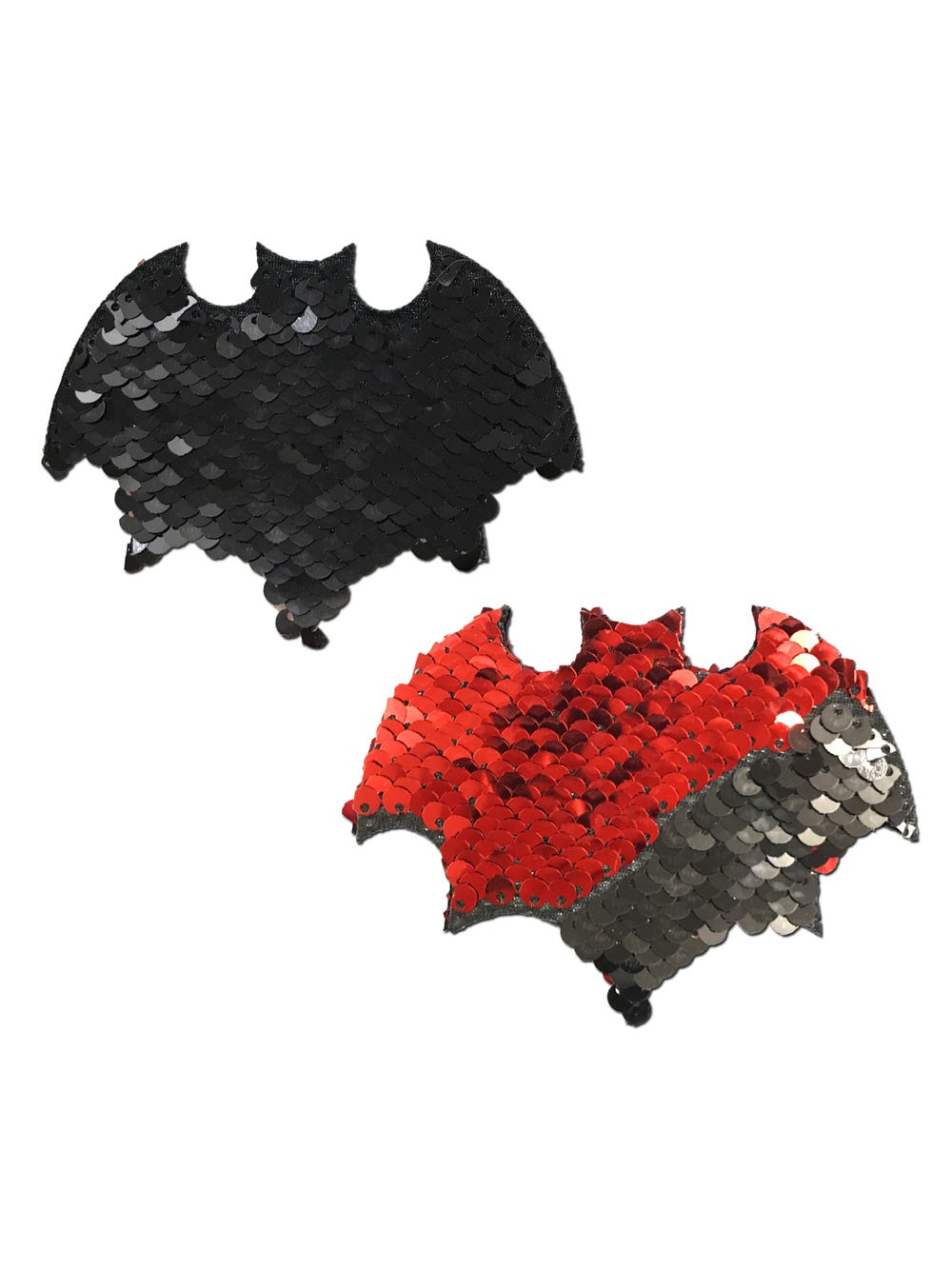 Caches-Tétons Chauve-Souris Sequins Réversibles Rouges et Noirs main product photo