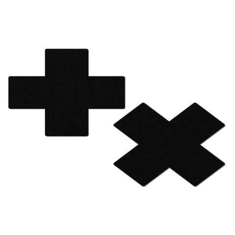 Caches-Seins Croix Noir Mat