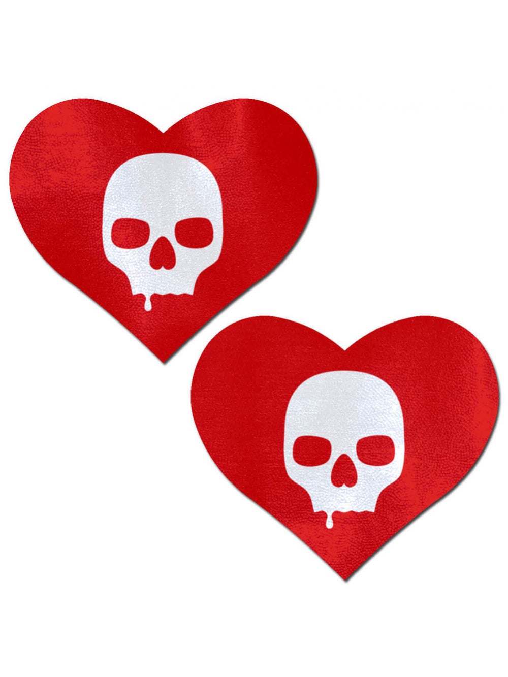 Caches-Tétons Coeur Rouge avec Tête de Mort