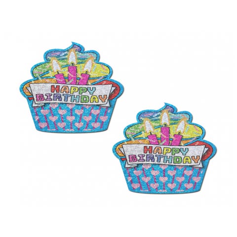 Caches-Seins Cupcake d'Anniversaire Bleu