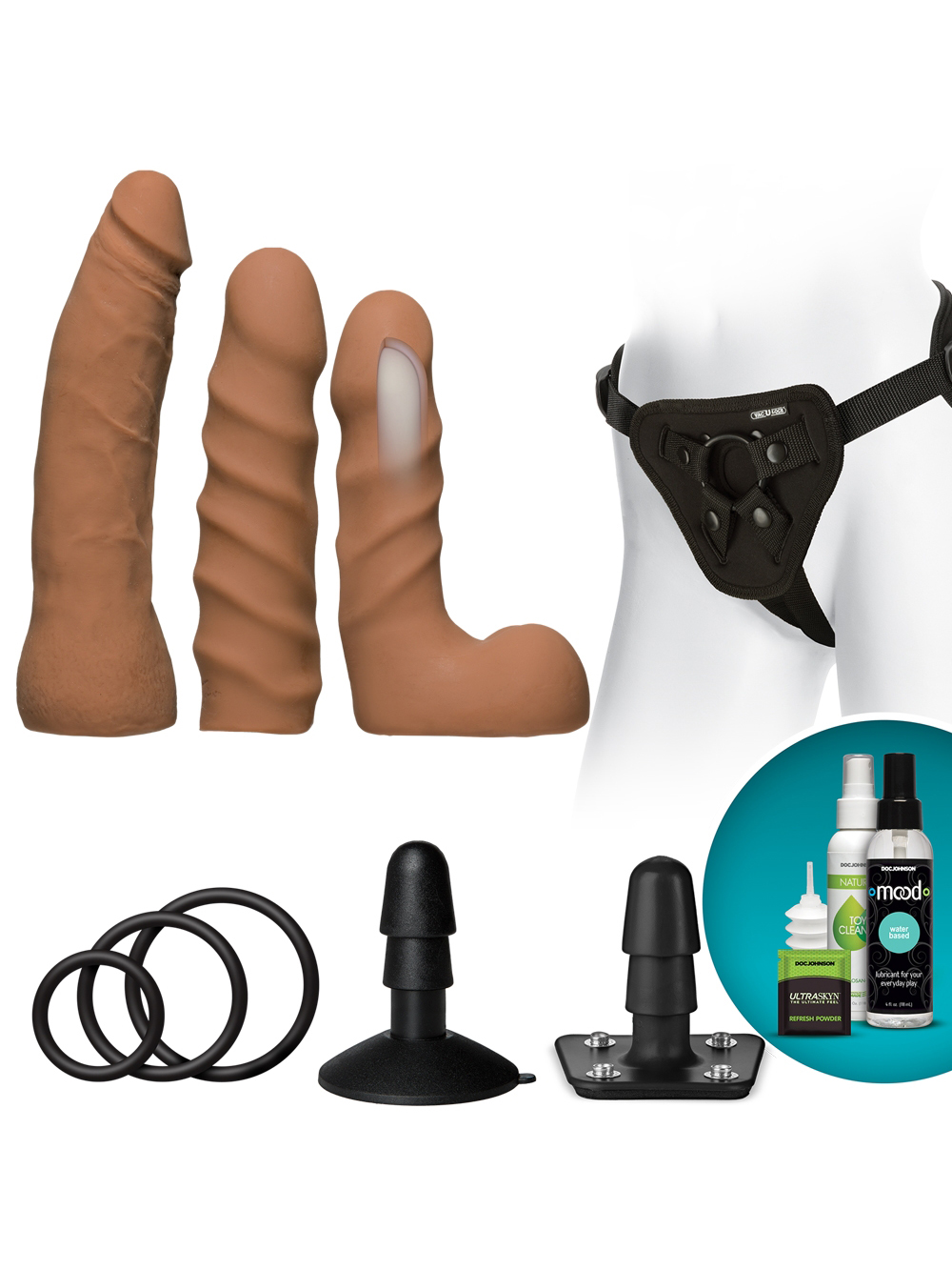 Coffret Gode Ceinture Vac-U-Lock Dual Density Starter Set Caramel main product photo