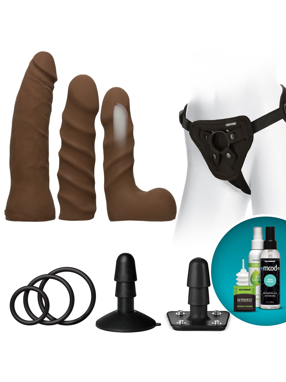 Coffret Gode Ceinture Vac-U-Lock Dual Density Starter Set Chocolate 2