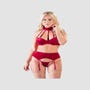 Ensemble Suspender Velours 3 Pièces Rouge
