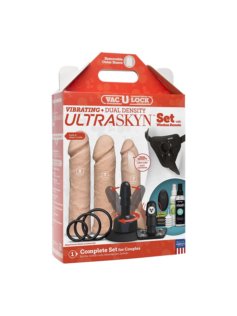 Coffret Gode Ceinture Vac-U-Lock Vibrant Dual Density UltraSkyn Vanille