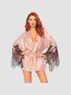 Déshabillé 86105 en Satin Manches Évasées Rose