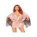 Déshabillé 86105 en Satin Manches Évasées Rose