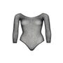 Body Ornée De Cristaux Manches Longues Résille Lanière Dos