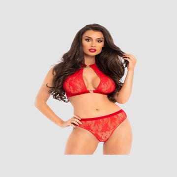 Ensemble 2 Pièces 86116 Ras De Cou Coeur Rouge