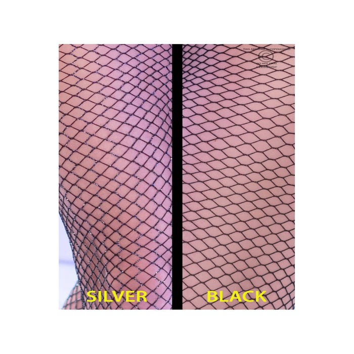 Lot de 2 Collants Résille CR4309 Noir et Argent