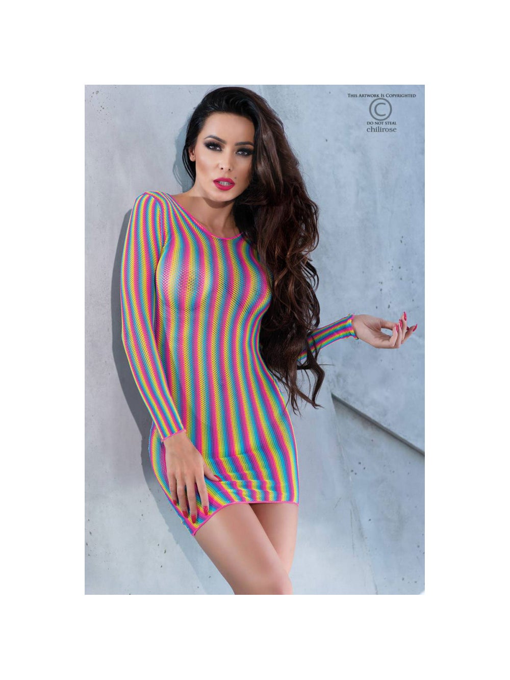Robe à Manches Longues CR4334 Multicolore