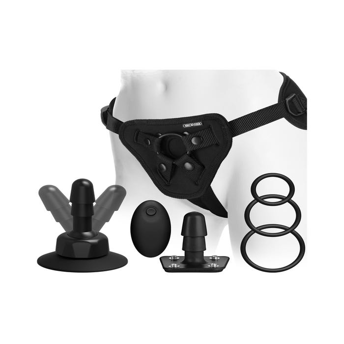 Coffret Gode Ceinture Vac-U-Lock Vibrant Dual Density Starter Vanille