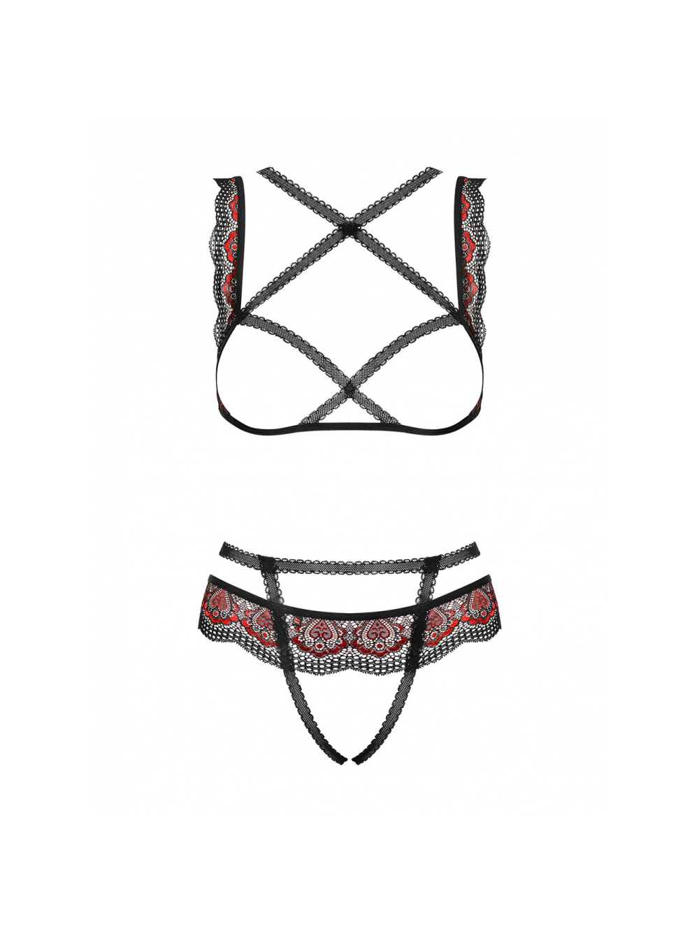 Ensemble 2 Pièces Ouvert Megies Noir & Rouge
